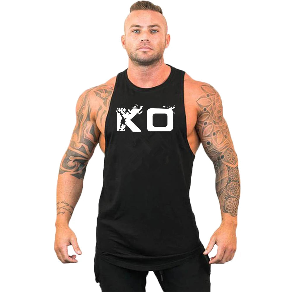 Men's Cotton Sleeveless shirt animal Bodybuilding Workout Tank Tops Muscle Fitness Shirts Male Gym Skull Beast Stringer Vest Zen fit plus
