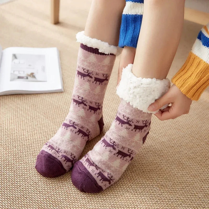 Winter Warm Socks Women penguin Plush Soft Female Non Grip Floor Slippers Short Sock Fuzzy Fluffy Deer Elk Bear Christmas Gift - Zen Fit Plus