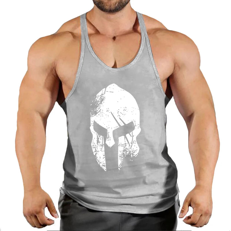 Men's solid color fitness trend print pattern loose thin belt vest breathable and comfortable sleeveless basketball vest Zen fit plus