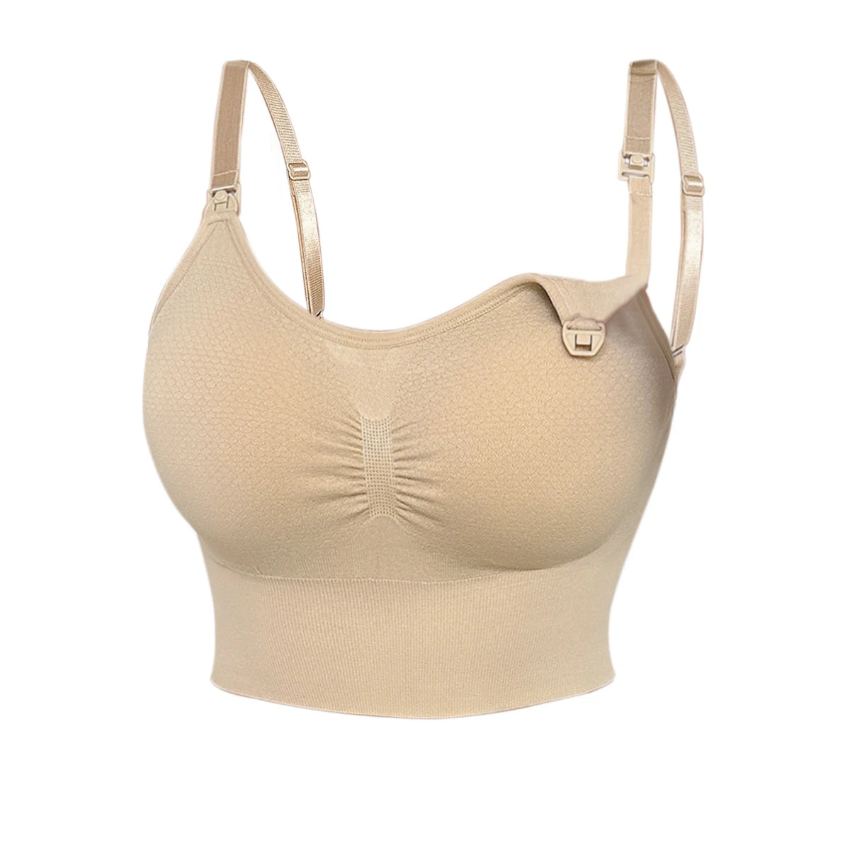 High Quality Women'S Nude Nursing Bra With Wireless Hooks Detachable Padding Comfortable Top Foldable Nursing Bra Zen Fit Plus