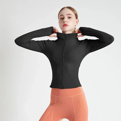 Women's Tracksuit Jacket Slim Fit Long Sleeved Fitness Coat Yoga Tops with Thumb Holes Gym Jacket Workout Sweatshirts 2024 S-3XL Zen fit plus