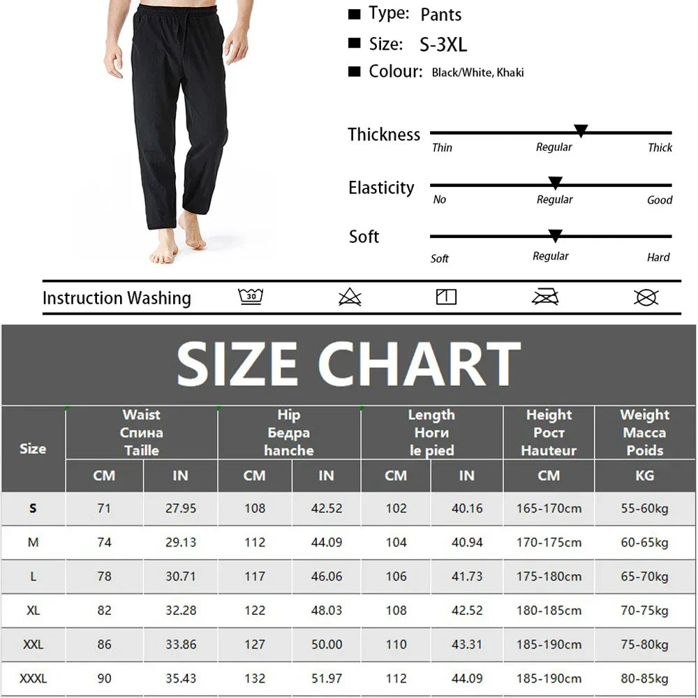 Men's Lightweight Long Pants Summer Solid Color Breathable Loose Trousers Male Elastic Waist Casual Pants Harajuku Trousers - Zen Fit Plus