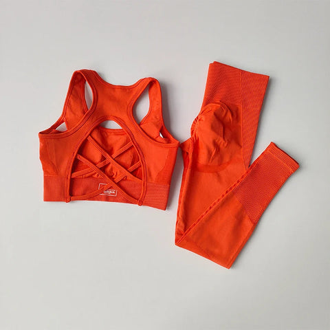 2PCS Sports Bra Women's Set Professional Fitness Tank Top Bra Shockproof Running Leggings Yoga Suit Beautiful Back Bra Clothing Zen fit plus