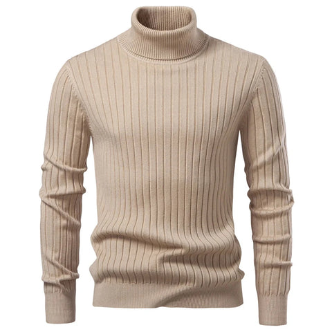 AIOPESON Men's Turtleneck Sweater Solid Color with Striped Pullover Warm Knitwear Winter Basic Casual High Quality Sweater Male Zen Fit Plus