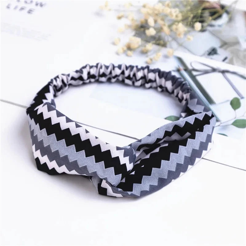 Fashion Women Girls Summer Bohemian Hair Bands Print Headbands Vintage Cross Turban Bandage Bandanas HairBands Hair Accessories Zen Fit Plus