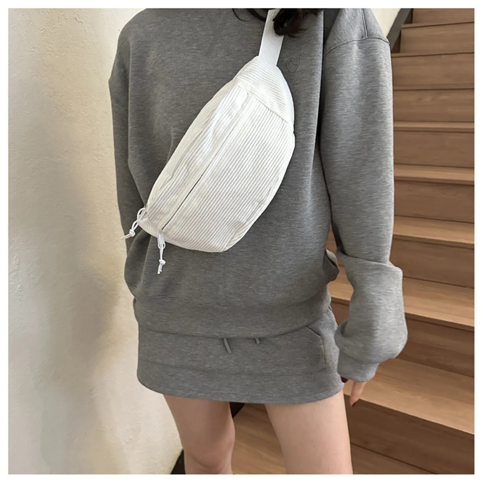Corduroy Women Waist Packs with Zipper Ladies Shoulder Crossbody Bag Fashion Casual Travel Fanny Pack Female Adjustable Bag Zen fit plus