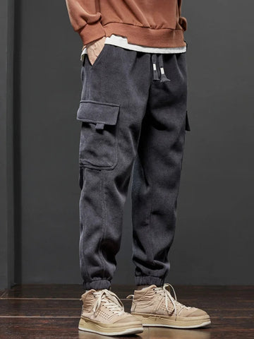 Spring Autumn New Style Elastic Waist Casual Pants for Men Stretch Straight Drawstring Harem Jogging Sports Long Pants Male Zen fit plus
