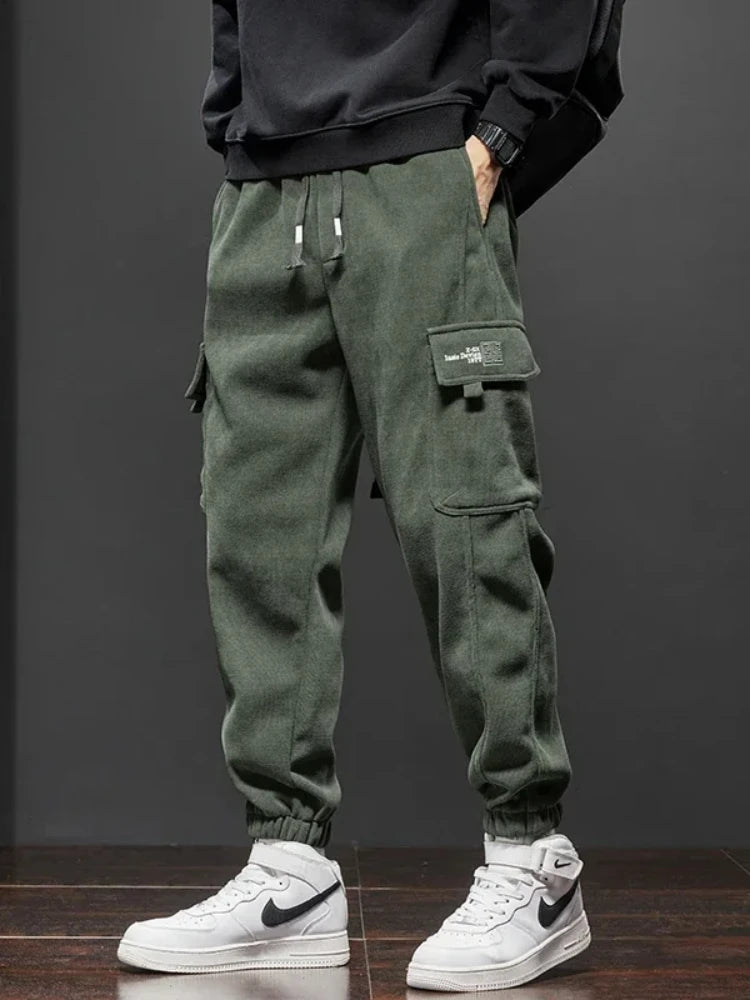 Spring Autumn New Style Elastic Waist Casual Pants for Men Stretch Straight Drawstring Harem Jogging Sports Long Pants Male Zen fit plus