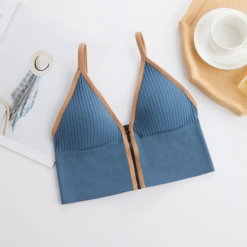 Women Crop Tops Sexy Solid Color Camisole Ice Silk Tube Top Seamless Sports Tank Top Wireless Underwear Padded Bra Bralette Vest Zen fit plus