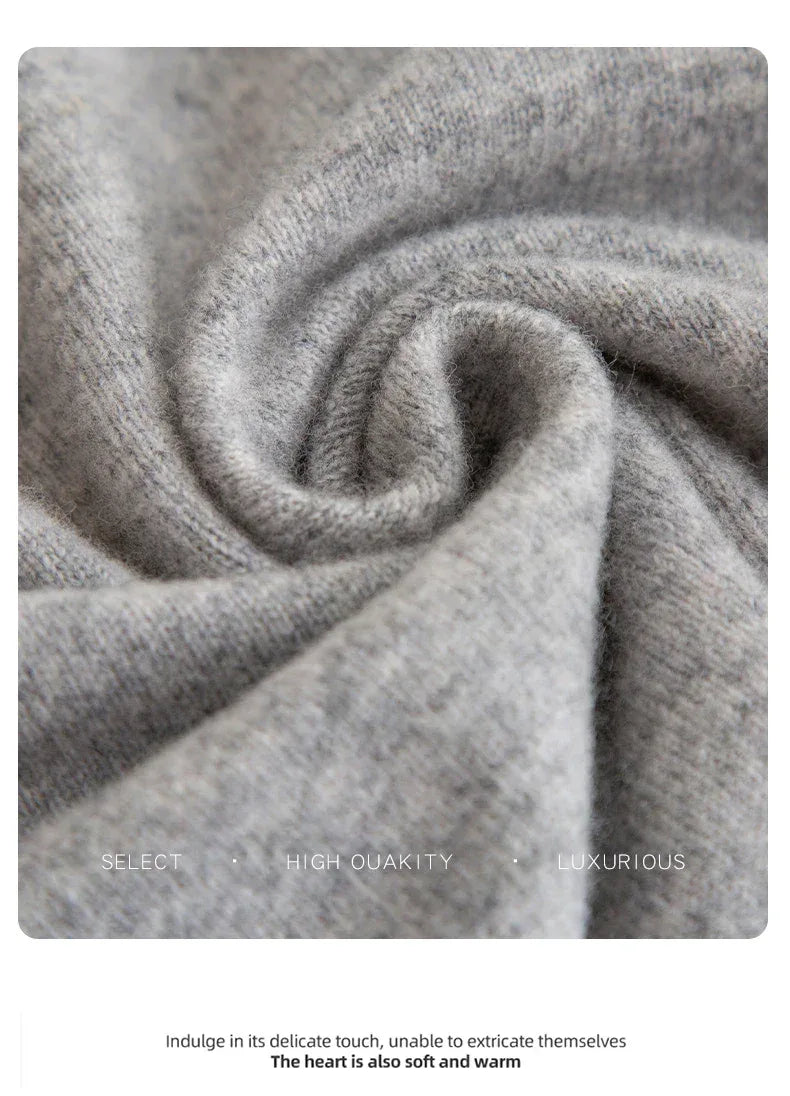 New Fashion Men's 100% Wool Pullover Half-high Collar Sweater Autumn Winter Warm Solid Color Knit Sweater Business Casual Top - Zen Fit Plus