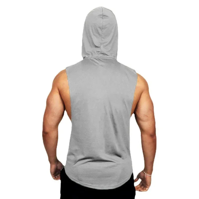 Summer Loose Sleeveless Hooded T-shirts Cotton Breathable Mens Sport Singlets Gym Bodybuilding Tank Tops Fitness Muscle Hoodie - Zen Fit Plus