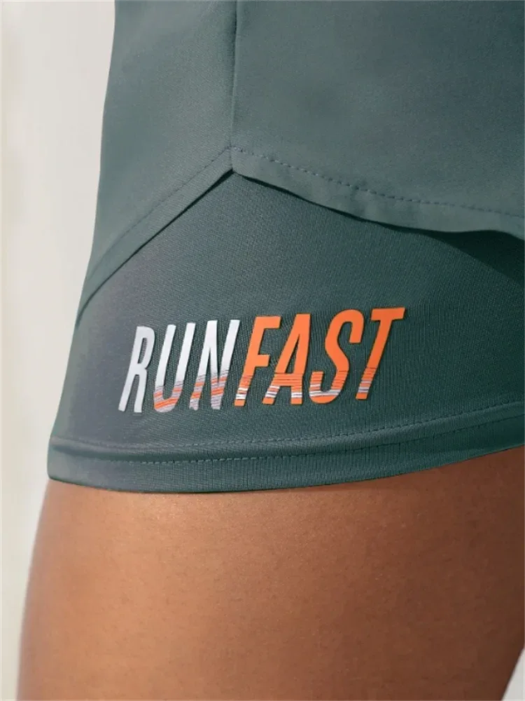 Women's High Rise Yoga Shorts With Elastic Proximity Control Running Shorts, Fake Two Pieces Pants - Zen Fit Plus