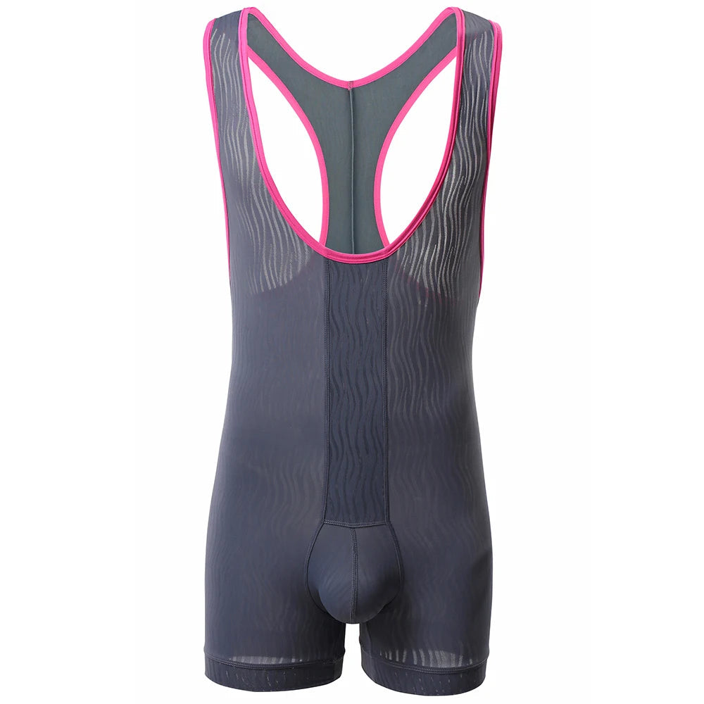 Men Underwear Bodysuit Sexy Stretch Tight Boxers Bodysuit Male Leotard Wrestling Singlet Jumpsuit Clubwear Underwear Tank Zen fit plus