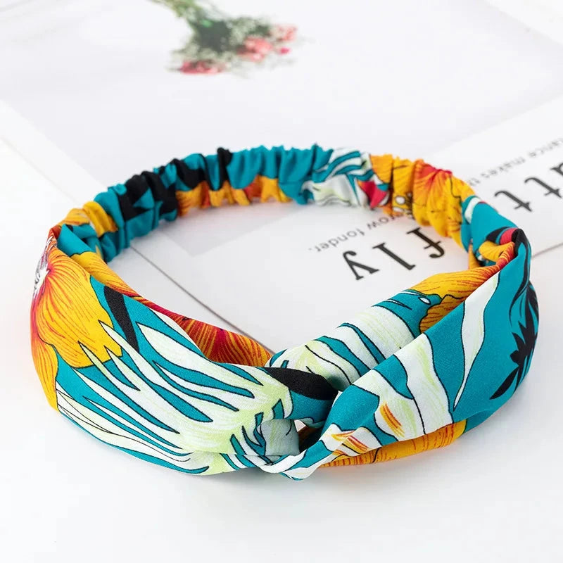 Fashion Women Girls Summer Bohemian Hair Bands Print Headbands Vintage Cross Turban Bandage Bandanas HairBands Hair Accessories Zen Fit Plus