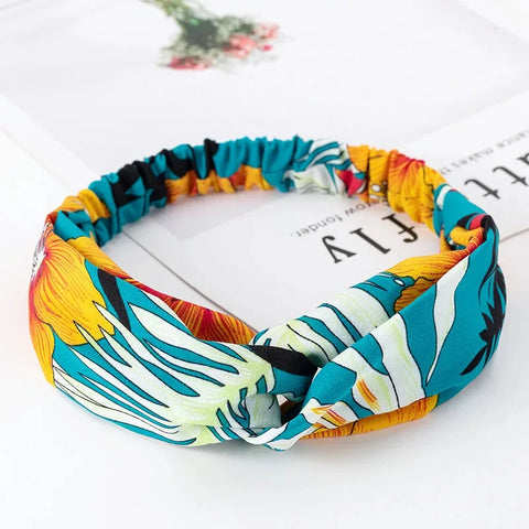 Fashion Women Girls Summer Bohemian Hair Bands Print Headbands Vintage Cross Turban Bandage Bandanas HairBands Hair Accessories Zen Fit Plus