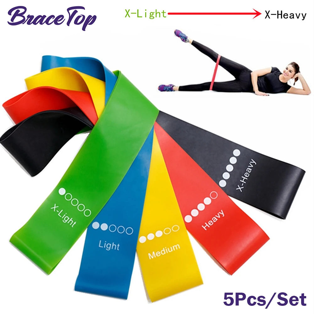 BraceTop 5Pcs/Set Resistance Loop Exercise Bands, Fitness Elastic Band Resistance Band Gym Yoga Pull Tpe Hip Training Supplies Zen fit plus