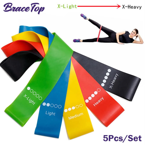 BraceTop 5Pcs/Set Resistance Loop Exercise Bands, Fitness Elastic Band Resistance Band Gym Yoga Pull Tpe Hip Training Supplies Zen fit plus