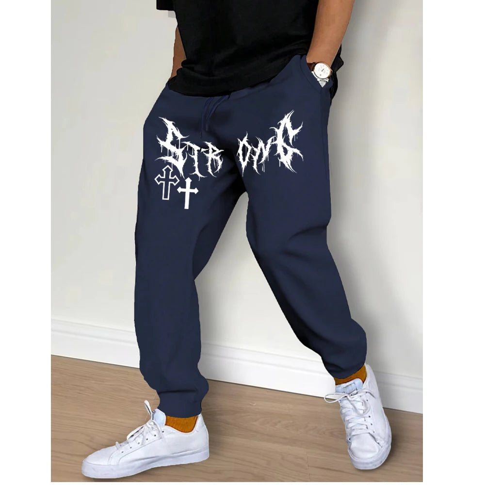 Fashion Men's Printed Pants Autumn Winter Fleece Running Pants Joggers Sweatpants Streetwear Gym Fitness Sport Casual Trousers Zen fit plus