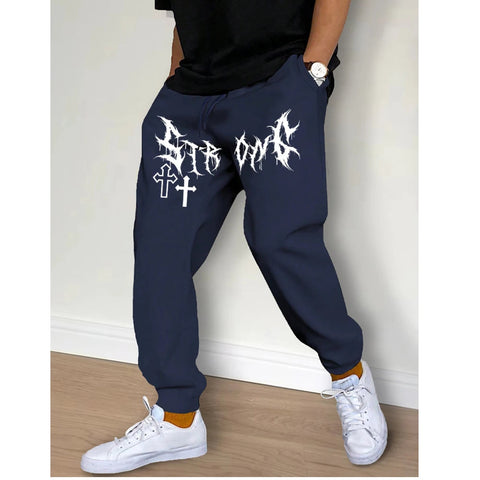 Fashion Men's Printed Pants Autumn Winter Fleece Running Pants Joggers Sweatpants Streetwear Gym Fitness Sport Casual Trousers Zen fit plus