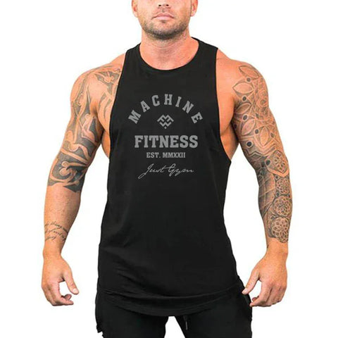 MACHINE FITNESS JUST GYM Bodybuilding Tank Top Mens Workout Vest Cotton Sleeveless shirt Jogger clothing Muscle Stringer Singlet - Zen Fit Plus