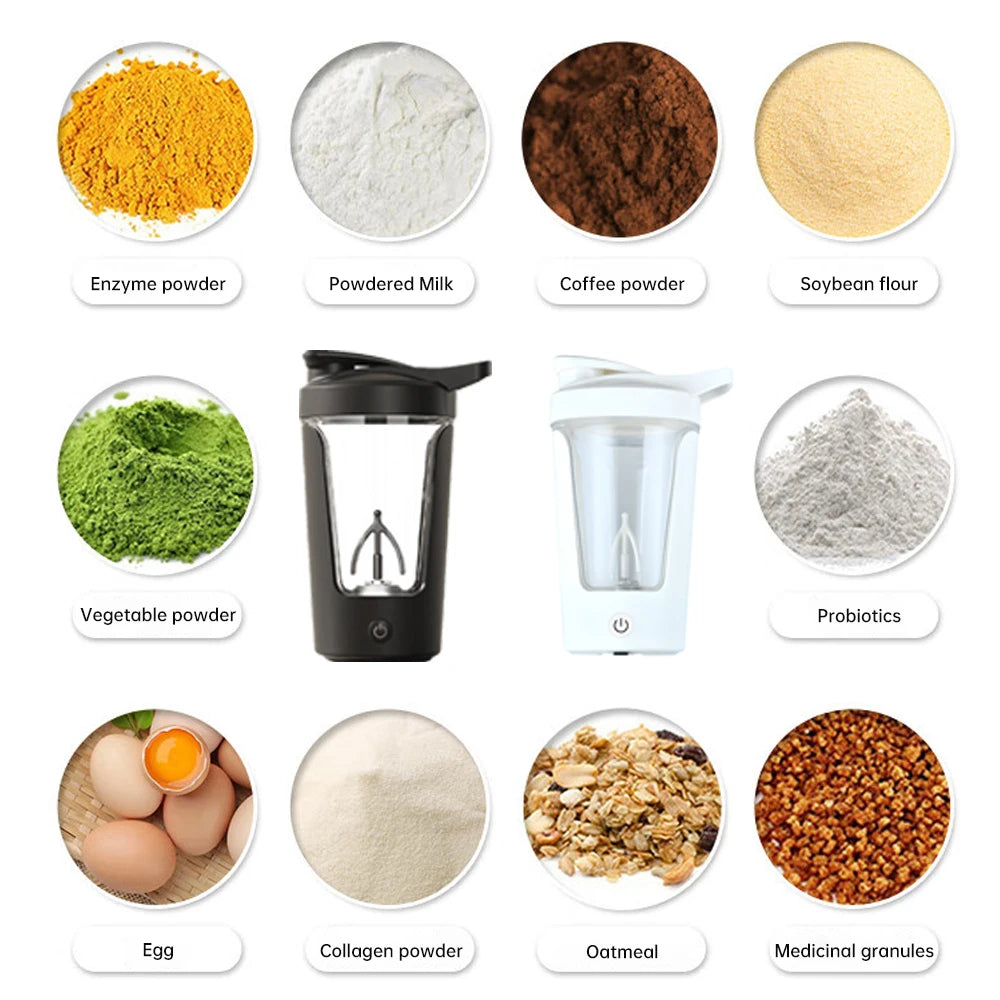 350ML Electric Protein Powder Mixing Cup Automatic Shaker Bottle Mixer Shake Bottle Milk Coffee Blender Kettle for Gym outdoor Zen fit plus