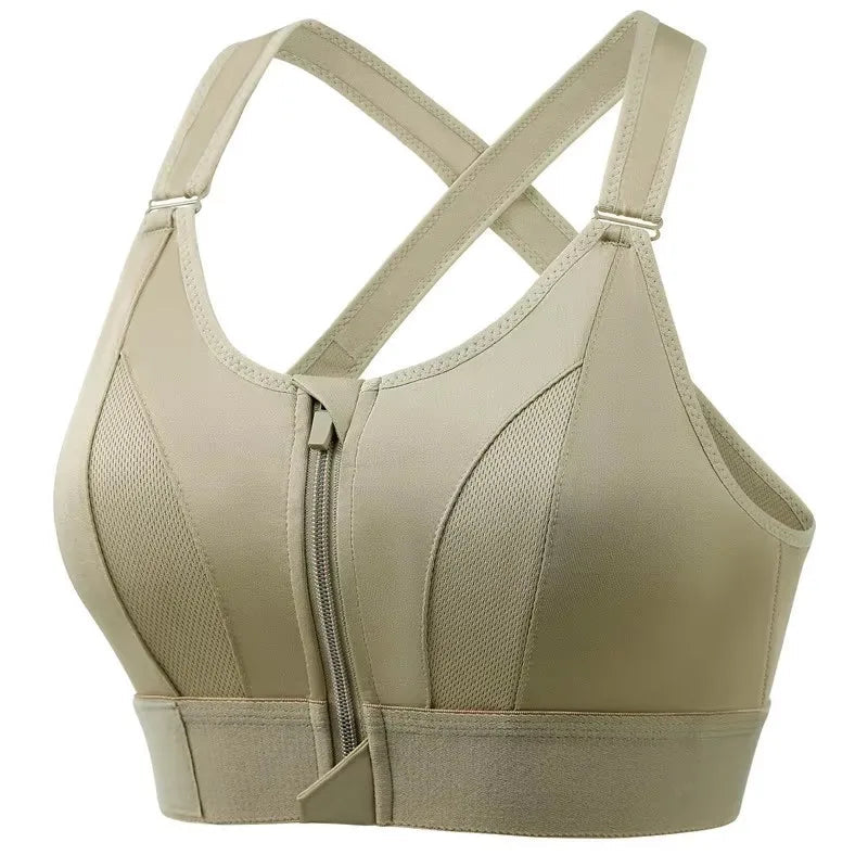 Sports Bras For Women Front Zipper Adjustable Strap Shockproof Elastic Fitness Athletic Brassiere Slim Yoga Crop Top Zen fit plus