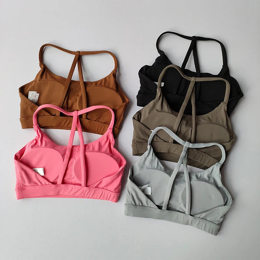 Nude Gathering Sports Bra Women's Sexy Back Shockproof Fitness Bra Quick Drying Pilates Training Sports Running Yoga Tank Top Zen fit plus