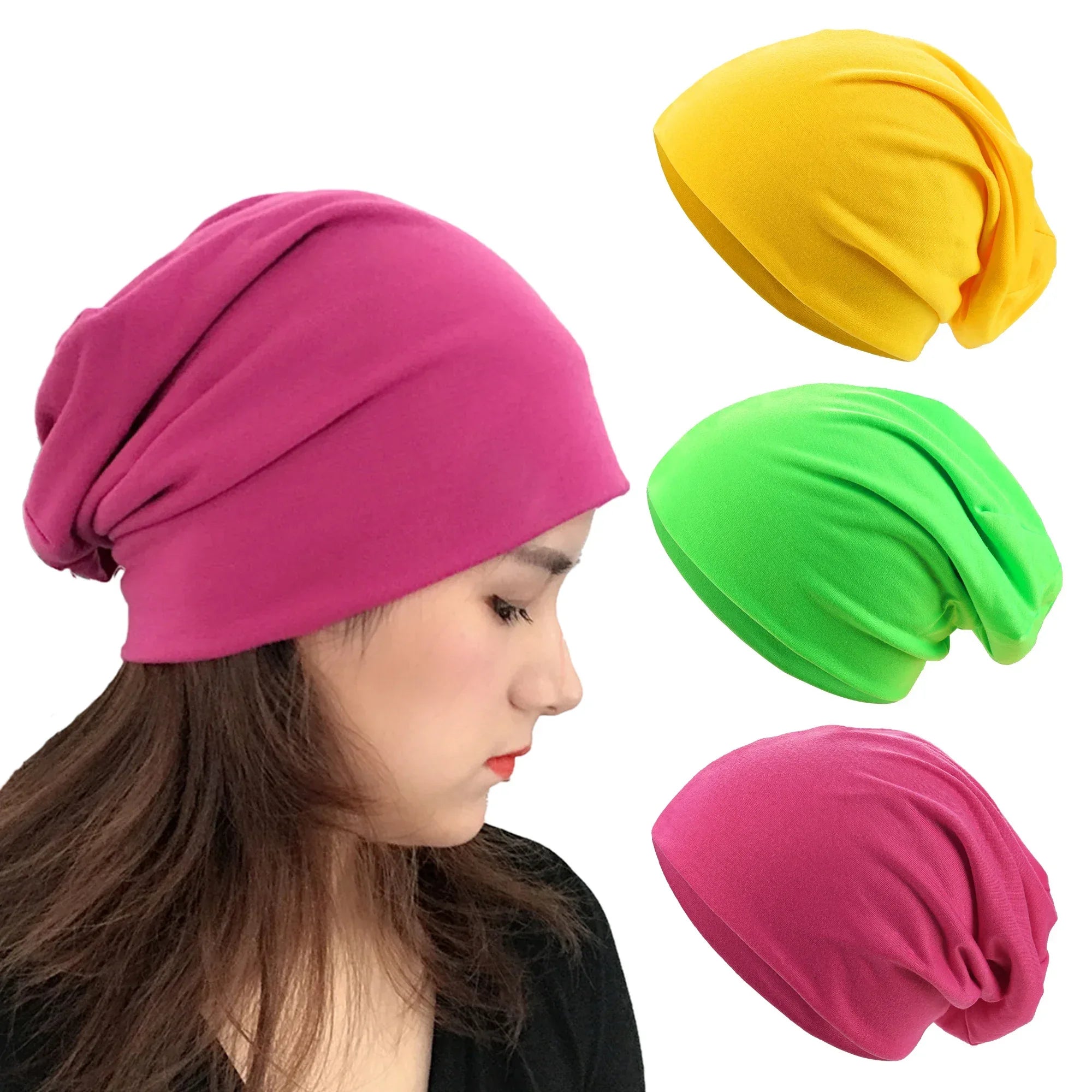 1Pack Solid Color Unisex Men Women Slouchy Beanie Hip-Hop Soft Cotton Cap Lightweight Running Beanie Adult Dwarf Hat - Zen Fit Plus