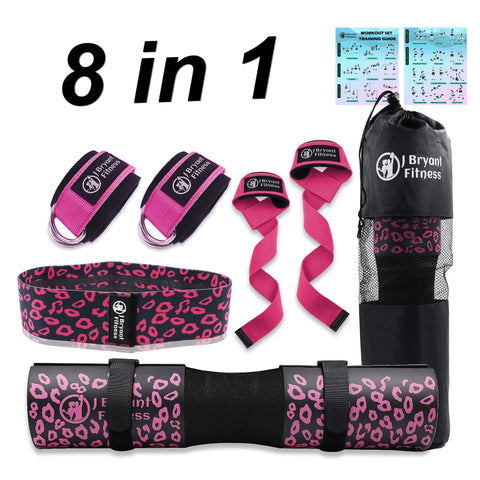 Barbell Pad Set with Carry Bag Weightlifting Wrist Wrap and Gym Ankle Straps for Lunges Hip Thrusts Powerlifting Deadlift Zen fit plus