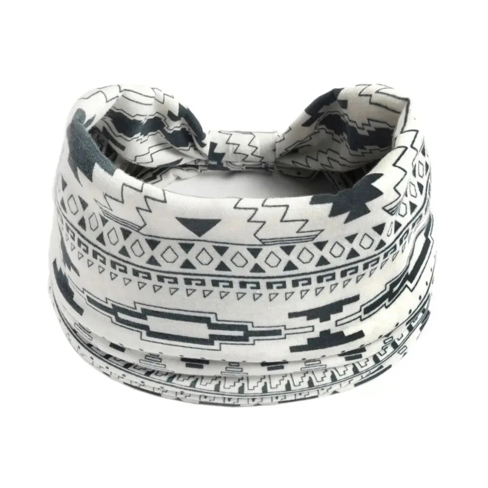 Bohemia Print Wide Headbands New Vintage Elastic Knot Turban Headwrap for Women Girls Soft Print Yoga Bandana Hair Accessories Zen Fit Plus
