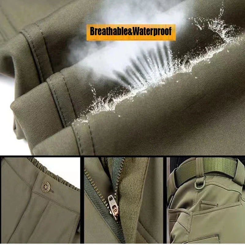 Men's City Cargo Autumn Winter Fleece Softshell Hiking Pants Fishing Climbing Trekking Casual Hunting Camping Trousers M-5XL Zen fit plus