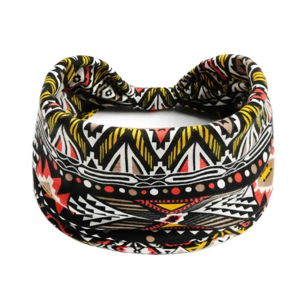 Bohemia Print Wide Headbands New Vintage Elastic Knot Turban Headwrap for Women Girls Soft Print Yoga Bandana Hair Accessories Zen Fit Plus