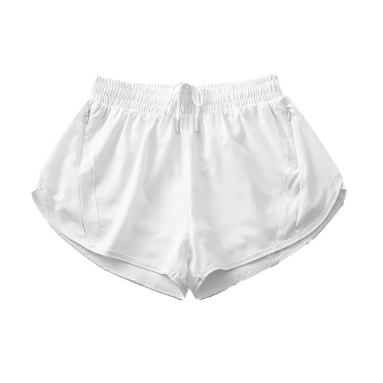 (S-2XL)2 in 1 Women Zipper Pocket Quick Dry Running Shorts 2 Layer Gym Yoga Fitness Badminton Tennis Training Sport Short Pants Zen fit plus
