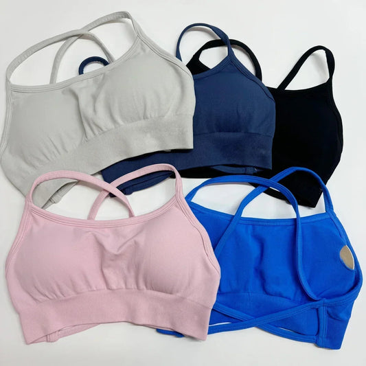Dynamic Backless Sports Bra Women Seamless Yoga Top Bra Medium Support Padded Gym Crop Top Stretchy Fitness Sports Top Zen fit plus