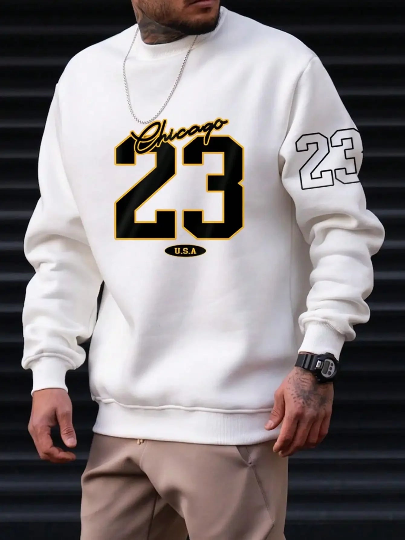 23 USA Art Letter Design Man Clothes Street Style Fleece Sweatshirts Autumn Casual Hoodies Fashionable Crewneck Pullovers Zen fit plus