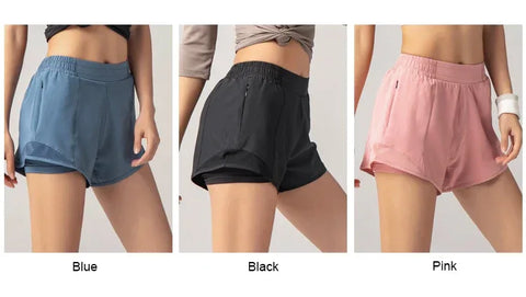 2024 Sport Shorts Women Sportswear Double-deck Running Shorts Yoga Bottoms Summer Gym Fitness Training Jogging Short Pants - Zen Fit Plus