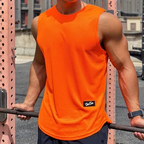 2025 Summer New Trend Men tank top Pullover Round Neck Mesh Bottom Shirt Sports Fitness Top Sleeveless Vest Quick Dry undershirt - Zen Fit Plus