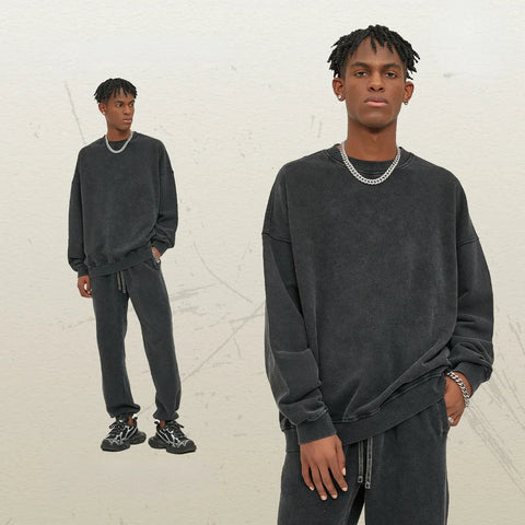 Sumuyoo 100% Cotton Unisex Thin Round Neck Hoodie Pants Set Fashionable Loose Sports Top Trousers Trendy Brand Pullover Pants Zen Fit Plus