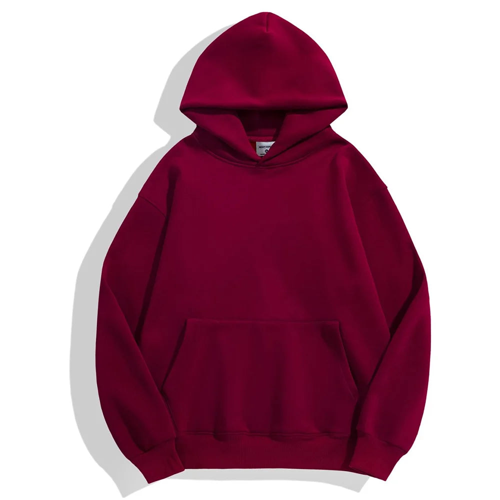 16.9oz 480gsm Heavy Weight Cotton Plus Velvet Hooded Sweater Men Thickened Tight Polar Fleece Pullover Hoodie Women Sweatshirt Zen fit plus