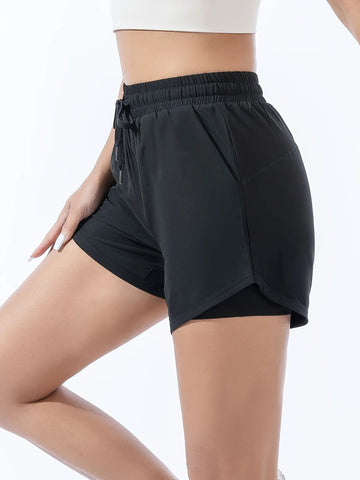 Sports shorts women wear fast-drying anti-light double-decker summer leisure fitness running training yoga pants holiday two Zen fit plus