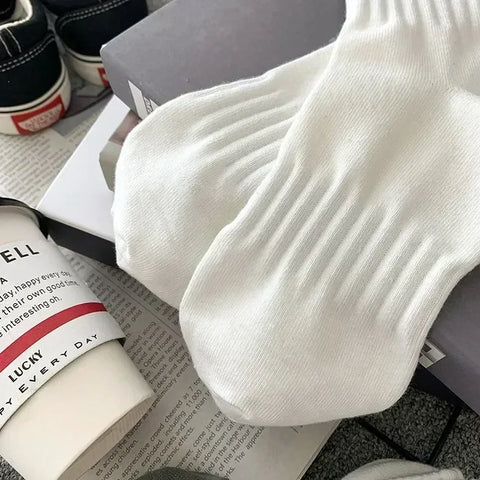 1/5 Pairs Thicken Cotton Men's Socks Solid Bottom Long Socks Black White Sport Socks Male Casual Harajuku Casual Basketball Sox - Zen Fit Plus