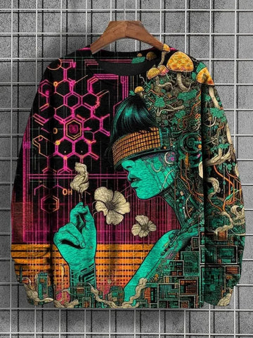 2025 Men's Animal Sweatshirts Long Sleeve Sweatshirt Crew Neck Fashion 3D Printed Japanese Art Prints Casual Sweatshirts Zen Fit Plus