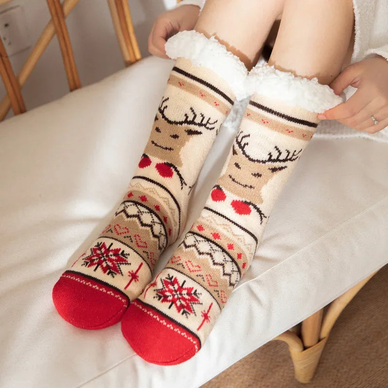 Winter Warm Socks Women penguin Plush Soft Female Non Grip Floor Slippers Short Sock Fuzzy Fluffy Deer Elk Bear Christmas Gift - Zen Fit Plus