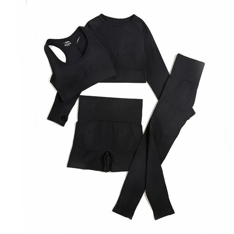 WAREBALL 2/3/4pcs Seamless Yoga Set Gym Clothes Sportswear Yoga Suits For Women Fitness Set Tracksuits Sports Bra Gym Leggings Zen fit plus