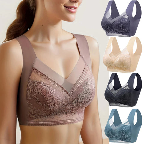 L-6L Women Large Bra Push Up Ice Silk Seamless upper Bralette Lace Wireless Summer Bras Plus Size Top Lingerie Underwear 15019 Zen fit plus