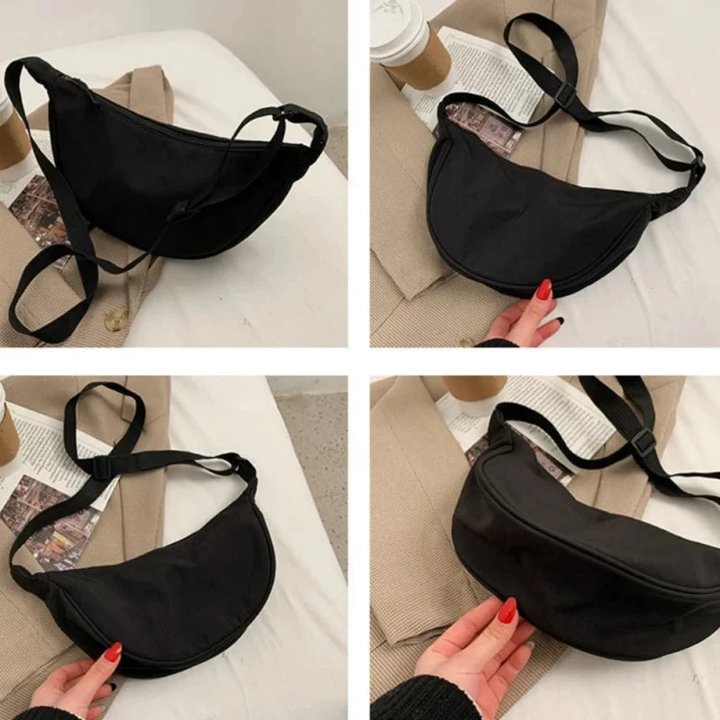 Women Shoulder Bags Solid Color Nylon Dumpling Messenger Bag 2023 New Trendy Lightweight Large Capacity Underarm Bag Zen fit plus