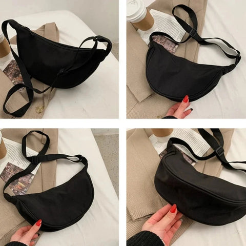 Women Shoulder Bags Solid Color Nylon Dumpling Messenger Bag 2023 New Trendy Lightweight Large Capacity Underarm Bag Zen fit plus