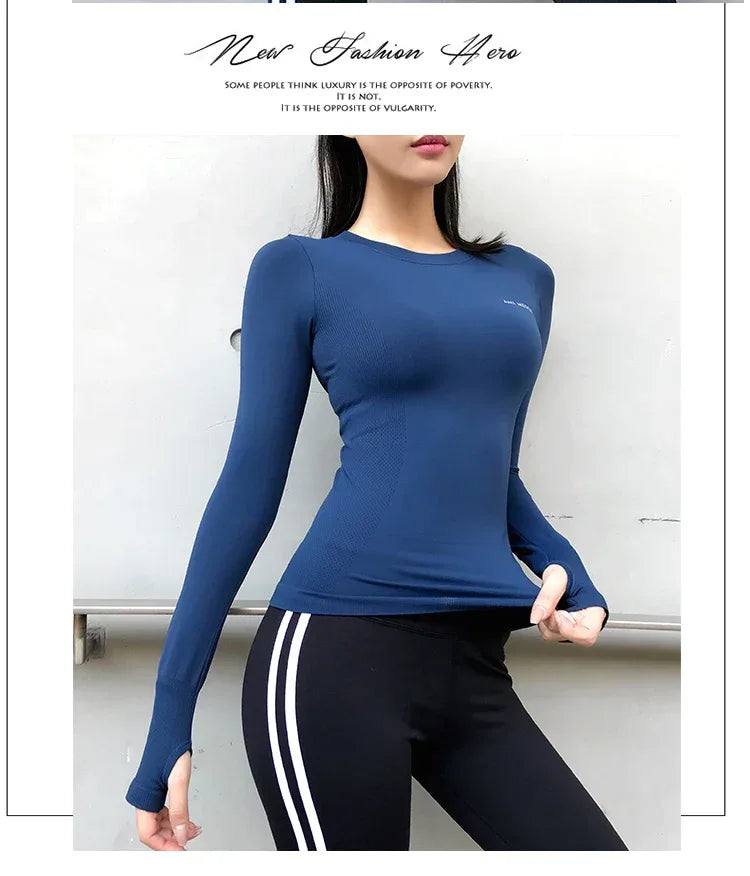 Fitness Tops Women Tight Sports Long Sleeve Yoga Clothing Running Training Clothes Gym Workout Shirt Comfortable Training Cloth - Zen Fit Plus