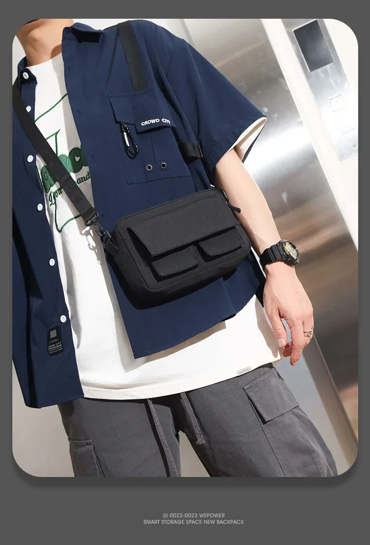 Minimalist Black Shoulder Bag Retro Male Nylon Crossbody Bags Men's Small Messenger Bag for Men Suitable for Daily Use - Zen Fit Plus