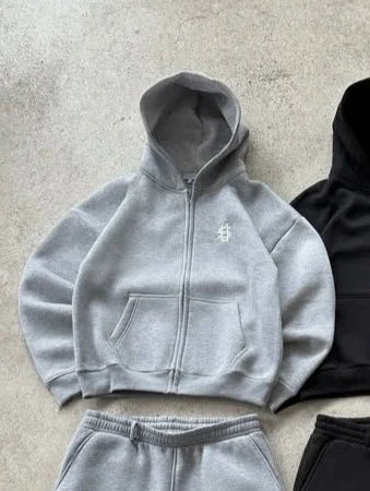 Y2K Letter Zipper Hoodie Men Women Harajuku Fashion Letter Embroidery Pants Retro Oversized Hoodie Sweatshirt Zipper 2pcs Sets Zen fit plus